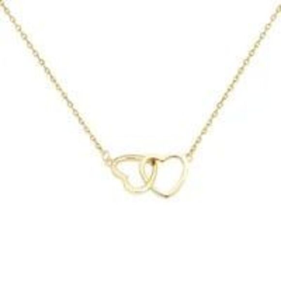 18K Gold-Plated Double Heart Necklace Elegant and Timeless Jewelry Mother's Day - Picture 7 of 7
